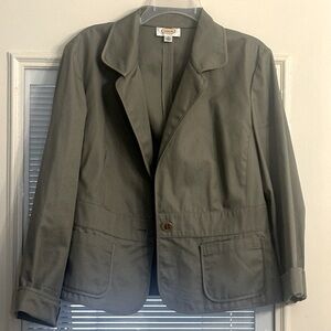 Talbots size 12 safari green 100% cotton jacket